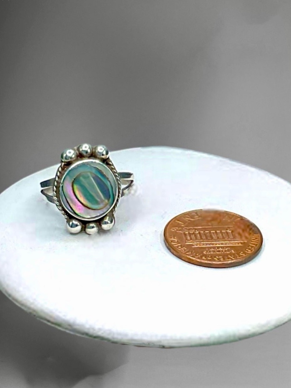 🌺Vintage Taxco Sterling & Abalone Ring - Picture 7 of 11